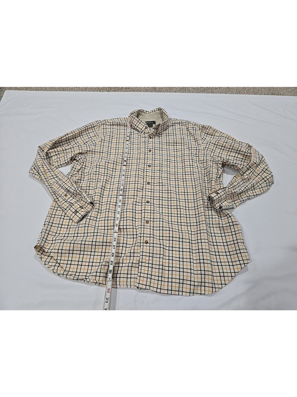 Eddie Bauer Mens Button Down Shirt 2XL Yellow 100% Cotton